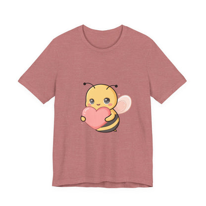 Kawaii Bee T-Shirt: Sweet Heart-Loving Unisex Tee