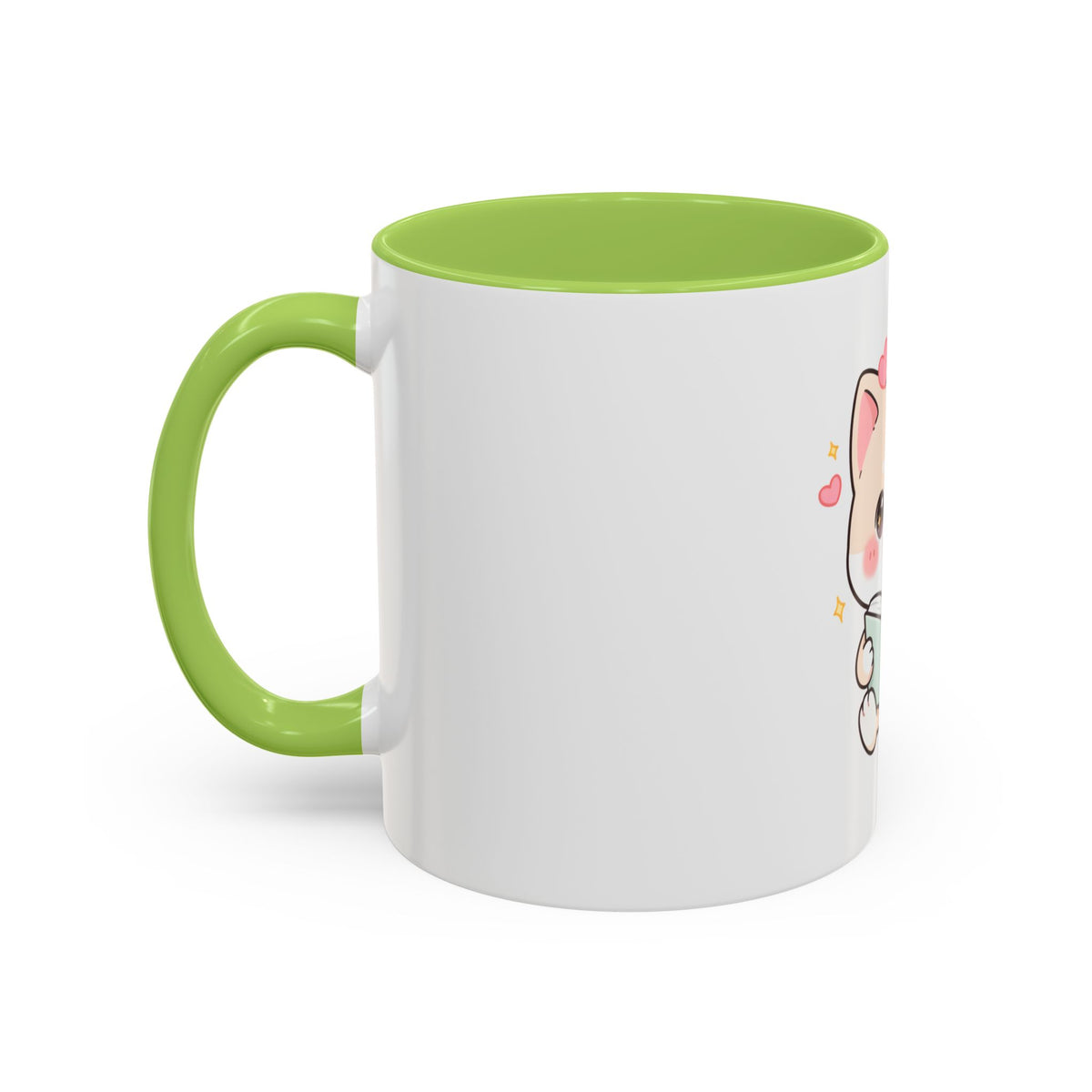 Kawaii Cat Reading Mug, Cute Book Lover Accent Coffee Mug