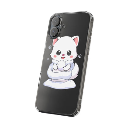 Kawaii Arctic Fox Phone Case, Cute Snow Day Gift