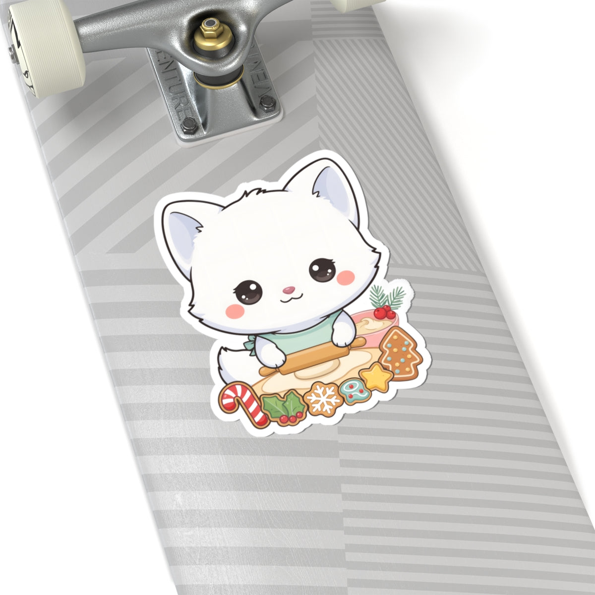 Christmas Fox Sticker: Kawaii Arctic Baker