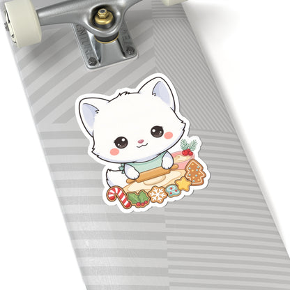 Christmas Fox Sticker: Kawaii Arctic Baker