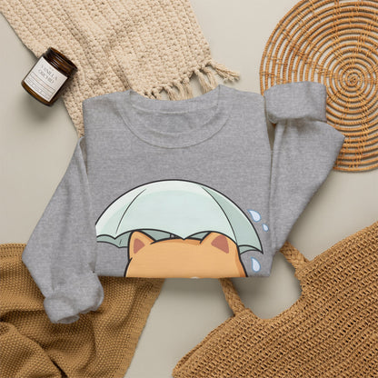 Kawaii Shiba Inu Sweatshirt, Cute Rainy Day Crewneck