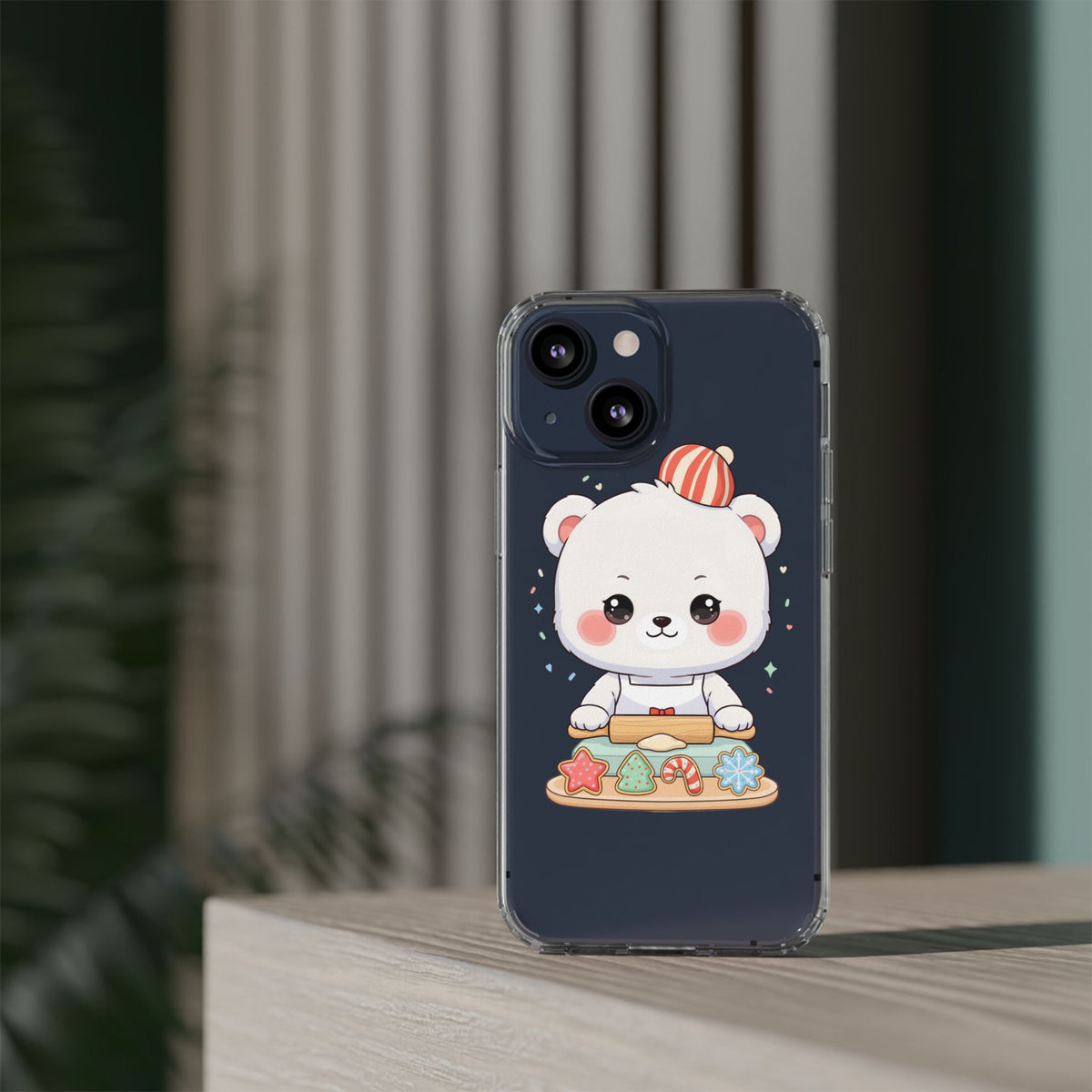 Christmas Bear Cookie Baking Clear Phone Case