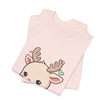 Kawaii Reindeer T-Shirt for Cozy Christmas Fans