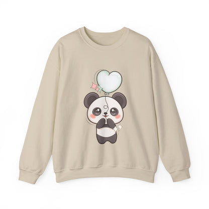 Kawaii Panda Sweatshirt with Heart Balloon