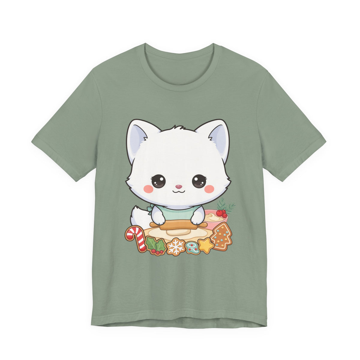 Kawaii Arctic Fox Christmas Baking T-Shirt