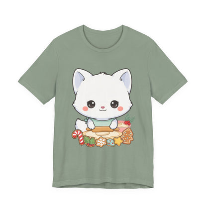 Kawaii Arctic Fox Christmas Baking T-Shirt