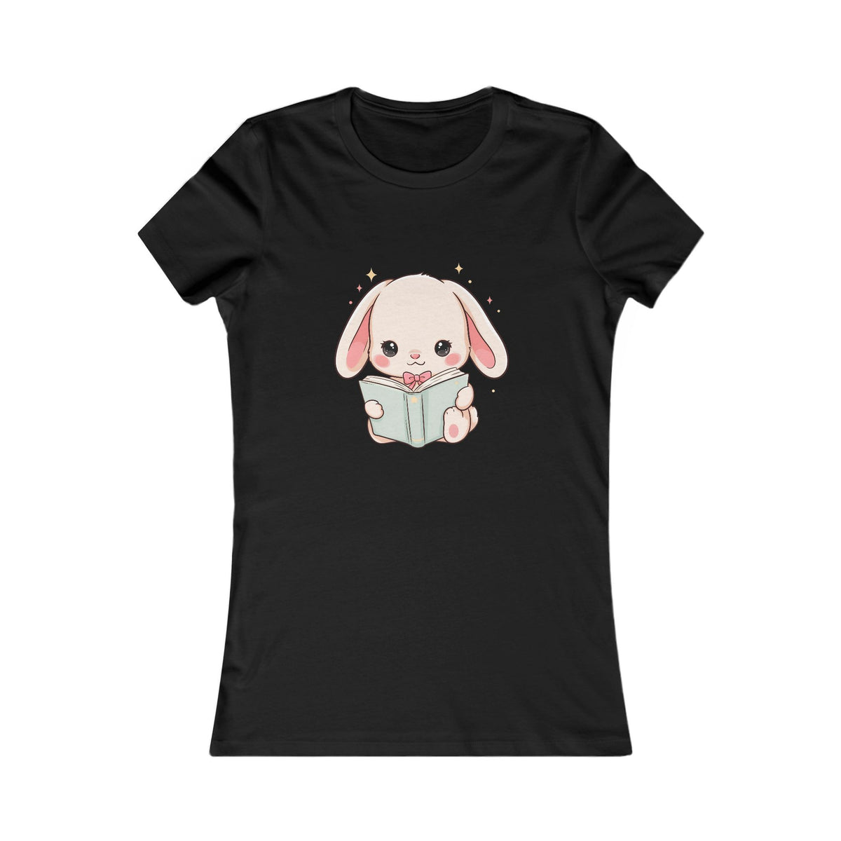 Kawaii Reading Bunny Women's Tee for Book Lovers
