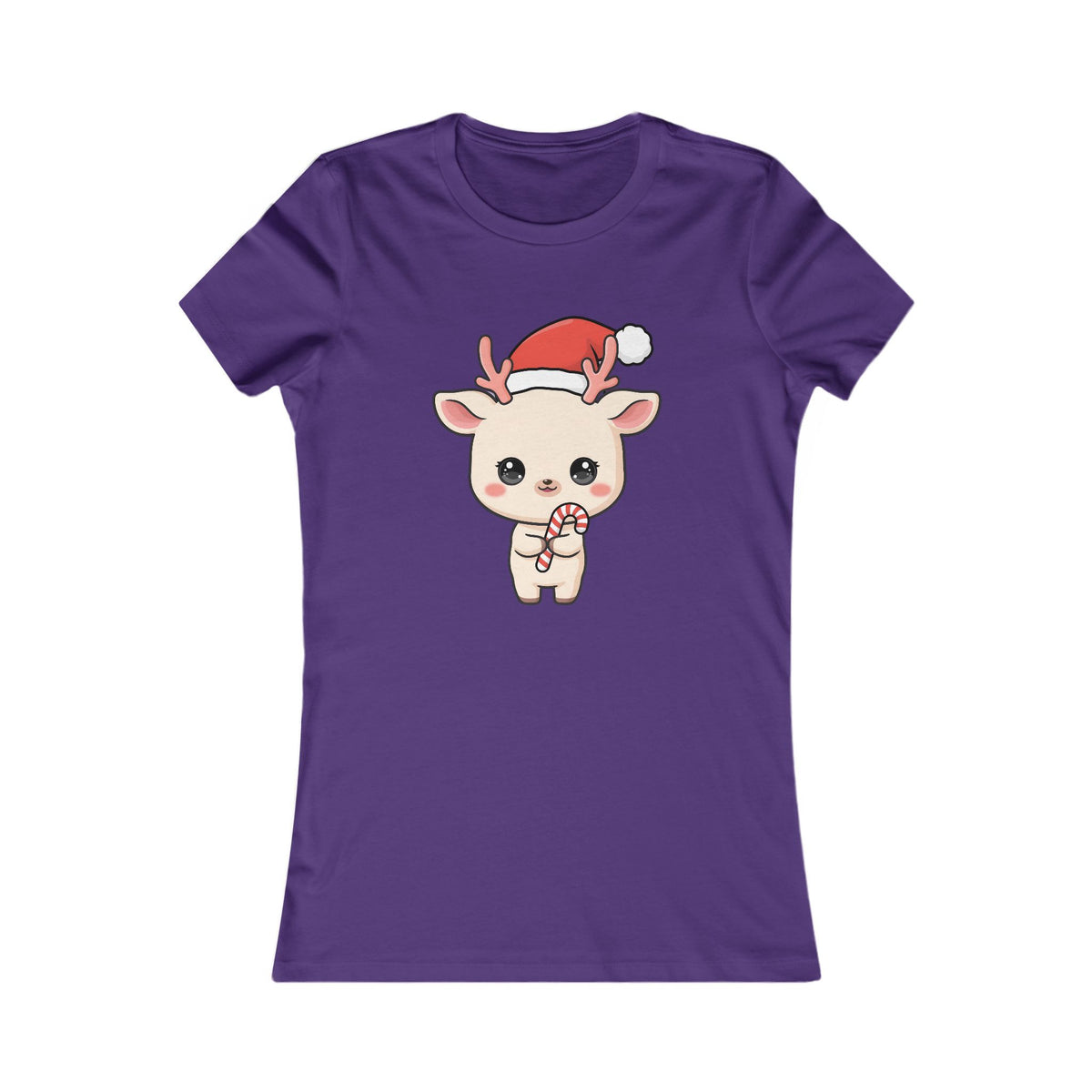 Kawaii Reindeer Christmas Women's Tee – Cute Holiday Shirt