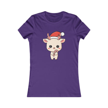 Kawaii Reindeer Christmas Women's Tee – Cute Holiday Shirt
