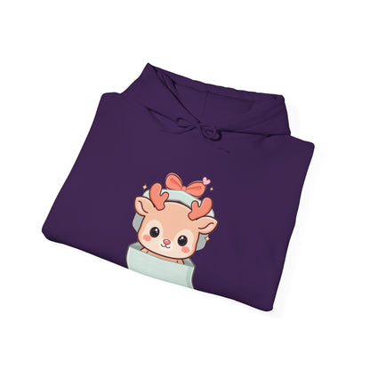 Kawaii Reindeer Hoodie, Gift Box Christmas Sweatshirt
