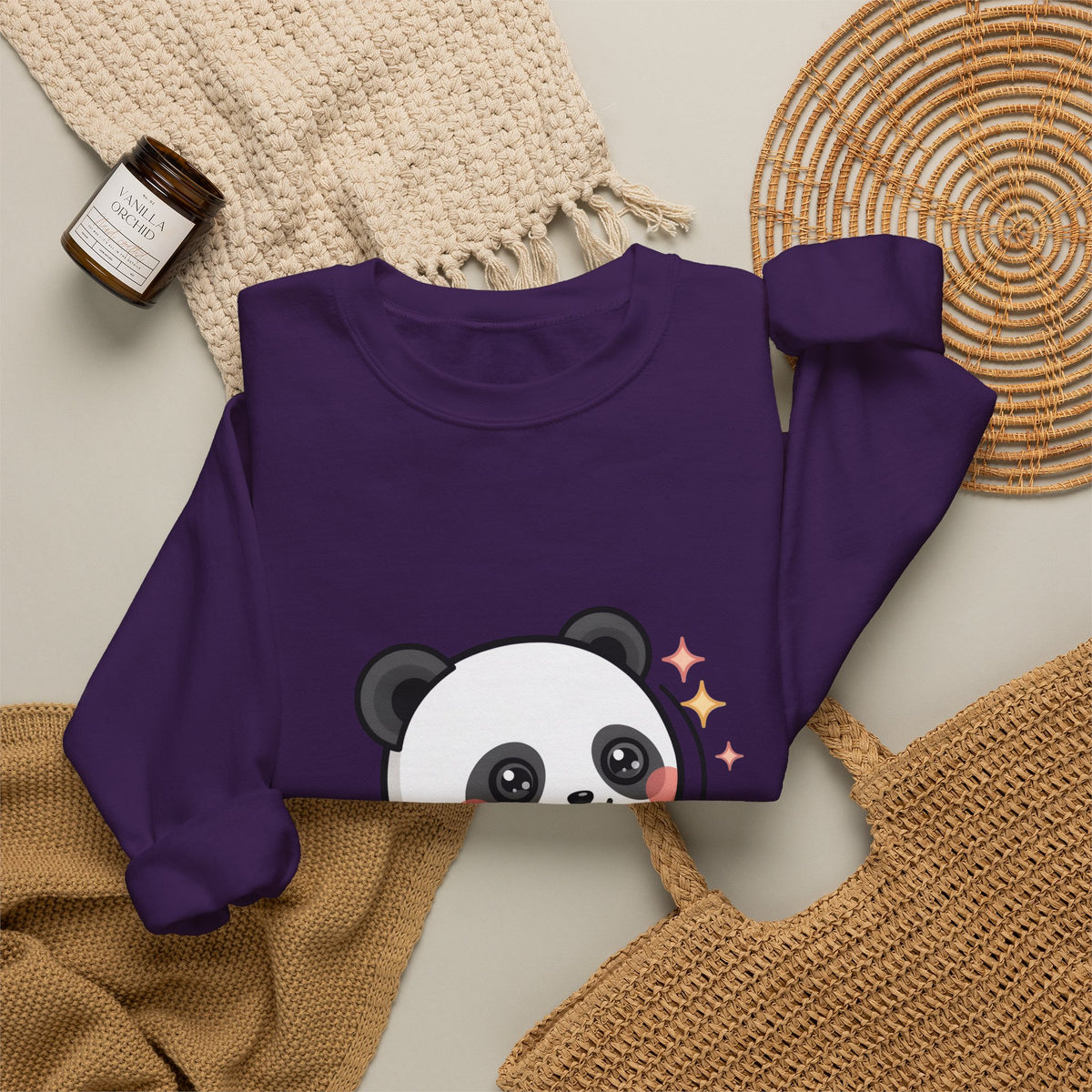 Kawaii Panda Skateboard Sweatshirt, Cute Chibi Panda