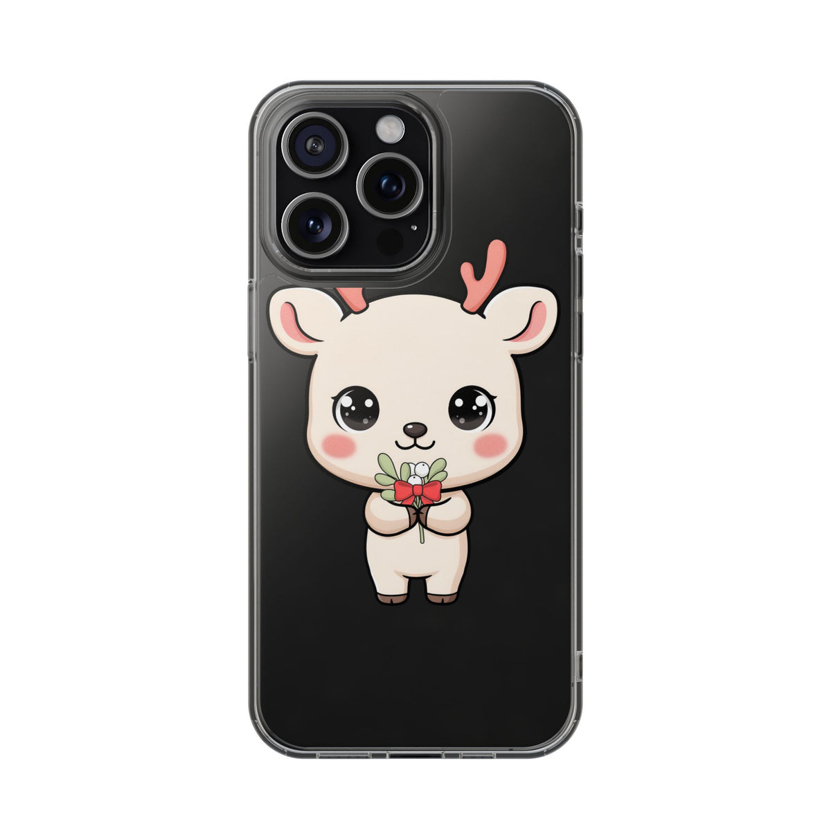 Kawaii Christmas Reindeer Clear Phone Case Gift