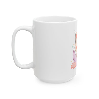 Kawaii Cat Mug, Cute Moon Cat Gift for Cat Lovers