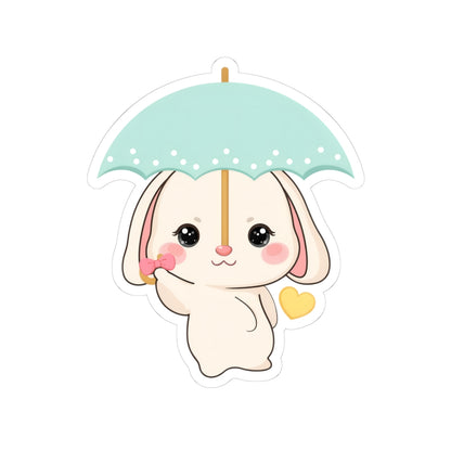 Kawaii Bunny Sticker with Umbrella | Cute Vinyl Decal