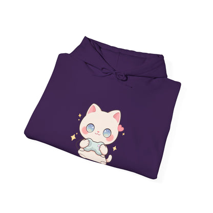 Kawaii Gamer Cat Hoodie for Cozy Gaming Nights