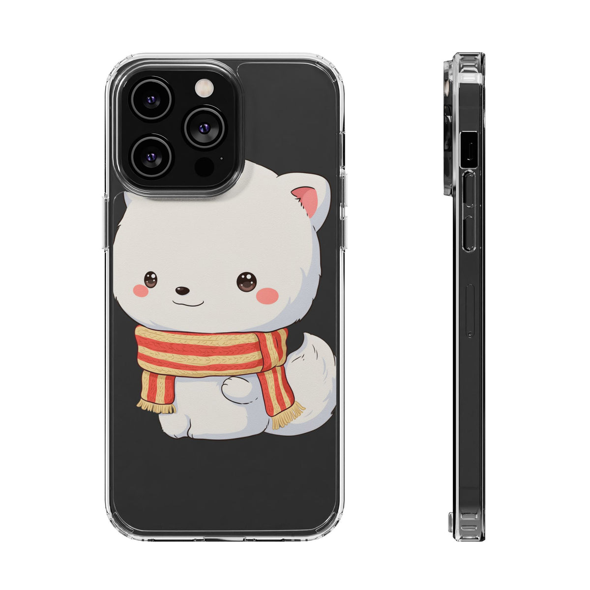 Kawaii Arctic Fox Phone Case, Cozy Christmas Scarf