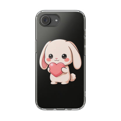 Kawaii Bunny Clear Phone Case with Heart