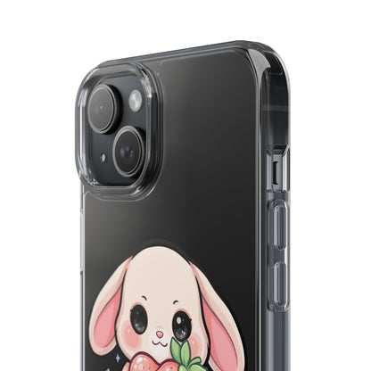 Kawaii Bunny Strawberry Phone Case, Clear Impact-Resistant