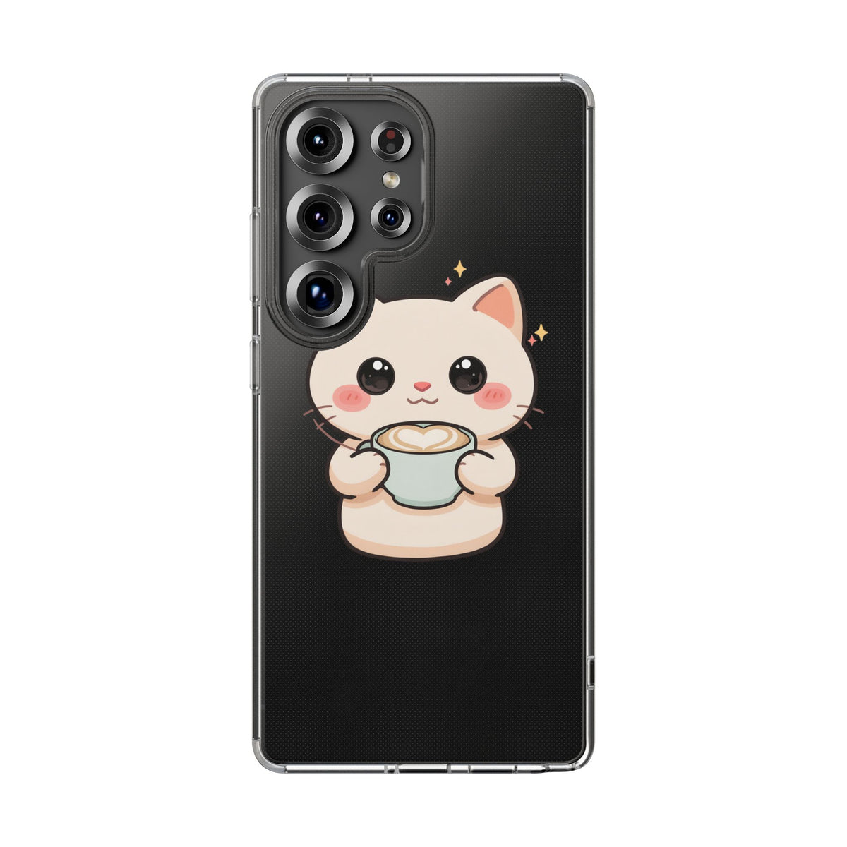 Kawaii Cat Latte Phone Case, Clear Impact-Resistant