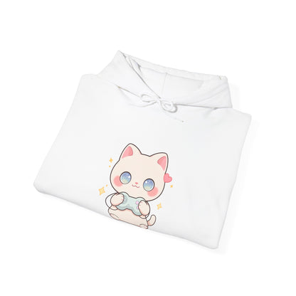 Kawaii Gamer Cat Hoodie for Cozy Gaming Nights