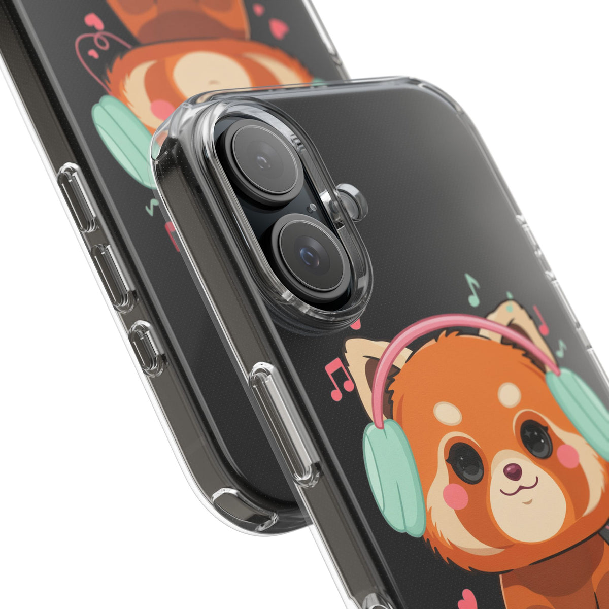 Red Panda Phone Case, Kawaii Music Lover Clear Case