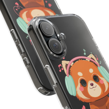 Red Panda Phone Case, Kawaii Music Lover Clear Case