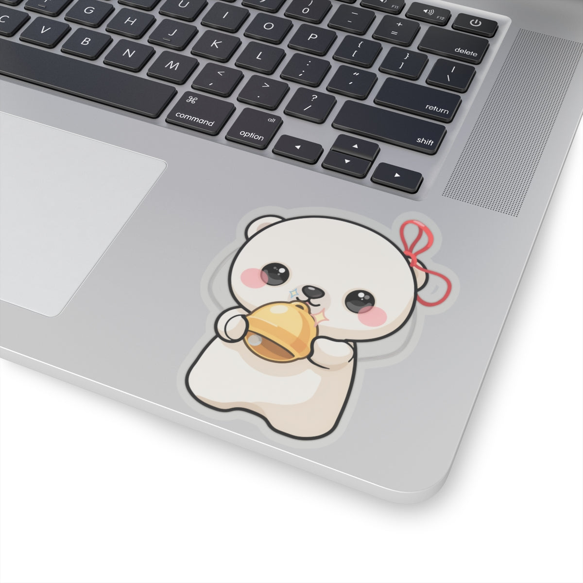 Kawaii Polar Bear Sticker, Cute Jingle Bell Cub