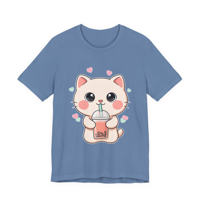 Kawaii Bubble Tea Cat T-Shirt for Cat and Boba Lovers