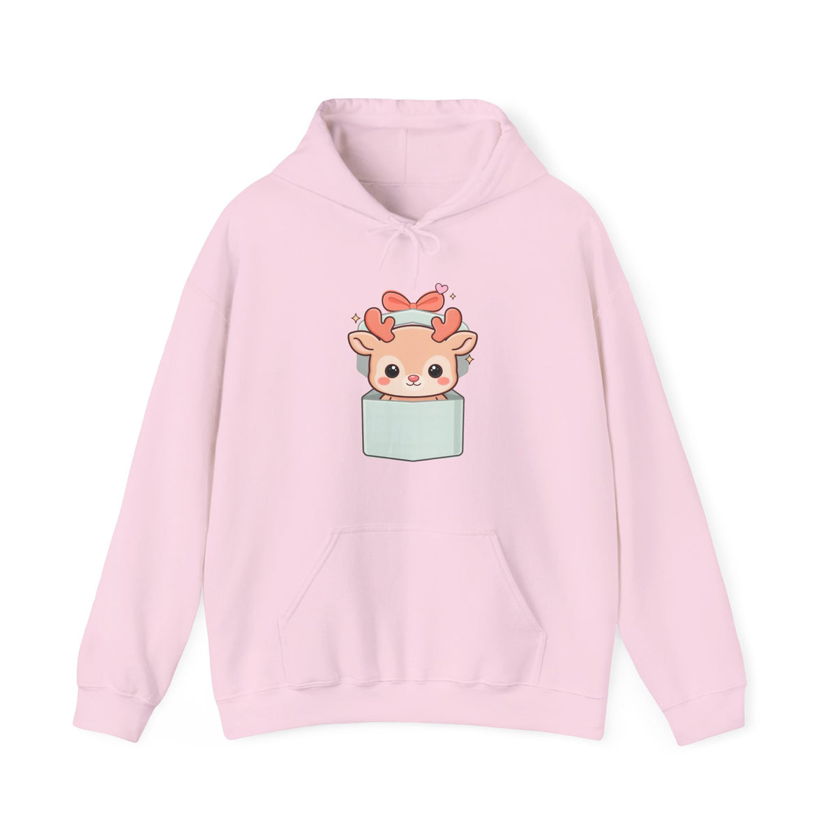 Kawaii Reindeer Hoodie, Gift Box Christmas Sweatshirt