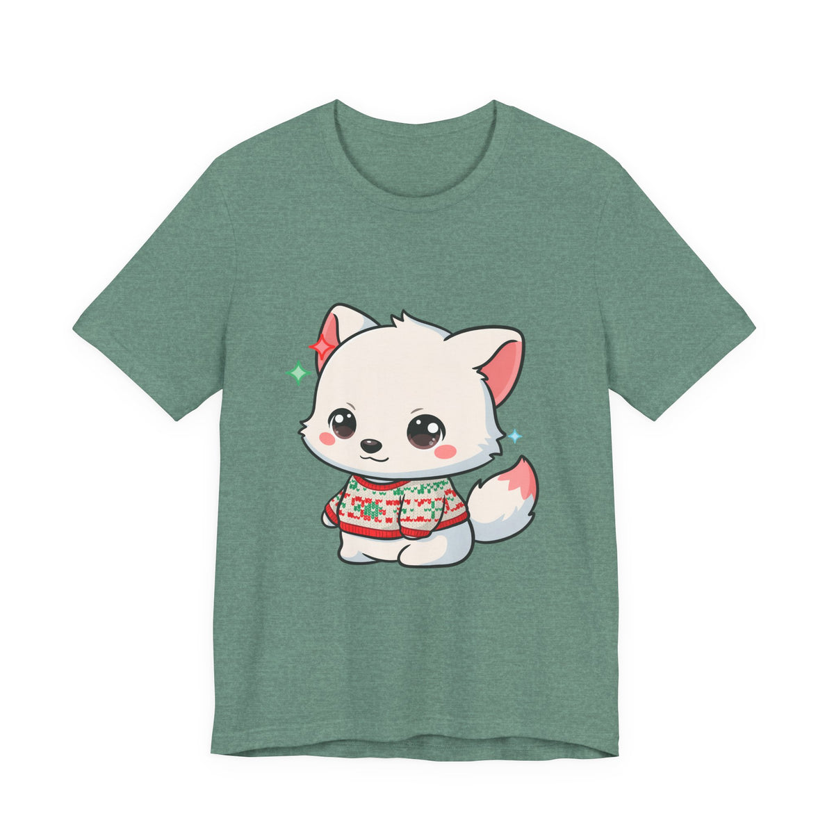 Kawaii Arctic Fox Christmas T-Shirt for Cute Holiday Fans