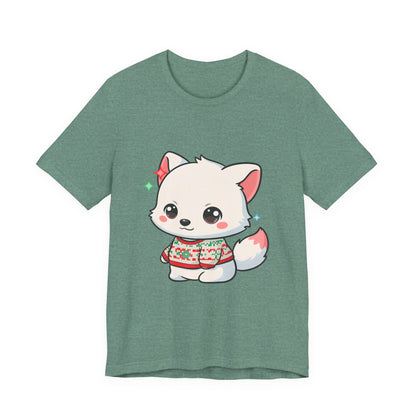 Kawaii Arctic Fox Christmas T-Shirt for Cute Holiday Fans