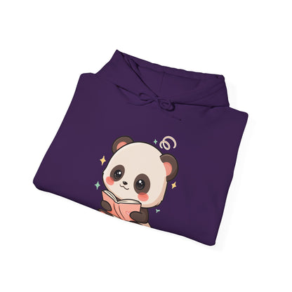 Kawaii Panda Reading Hoodie, Cozy Book Lover Sweatshirt