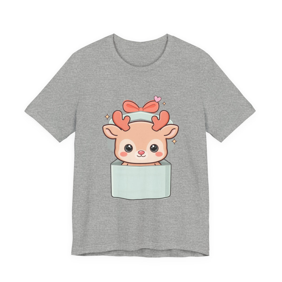 Kawaii Reindeer T-Shirt – Cute Gift Box Christmas Tee