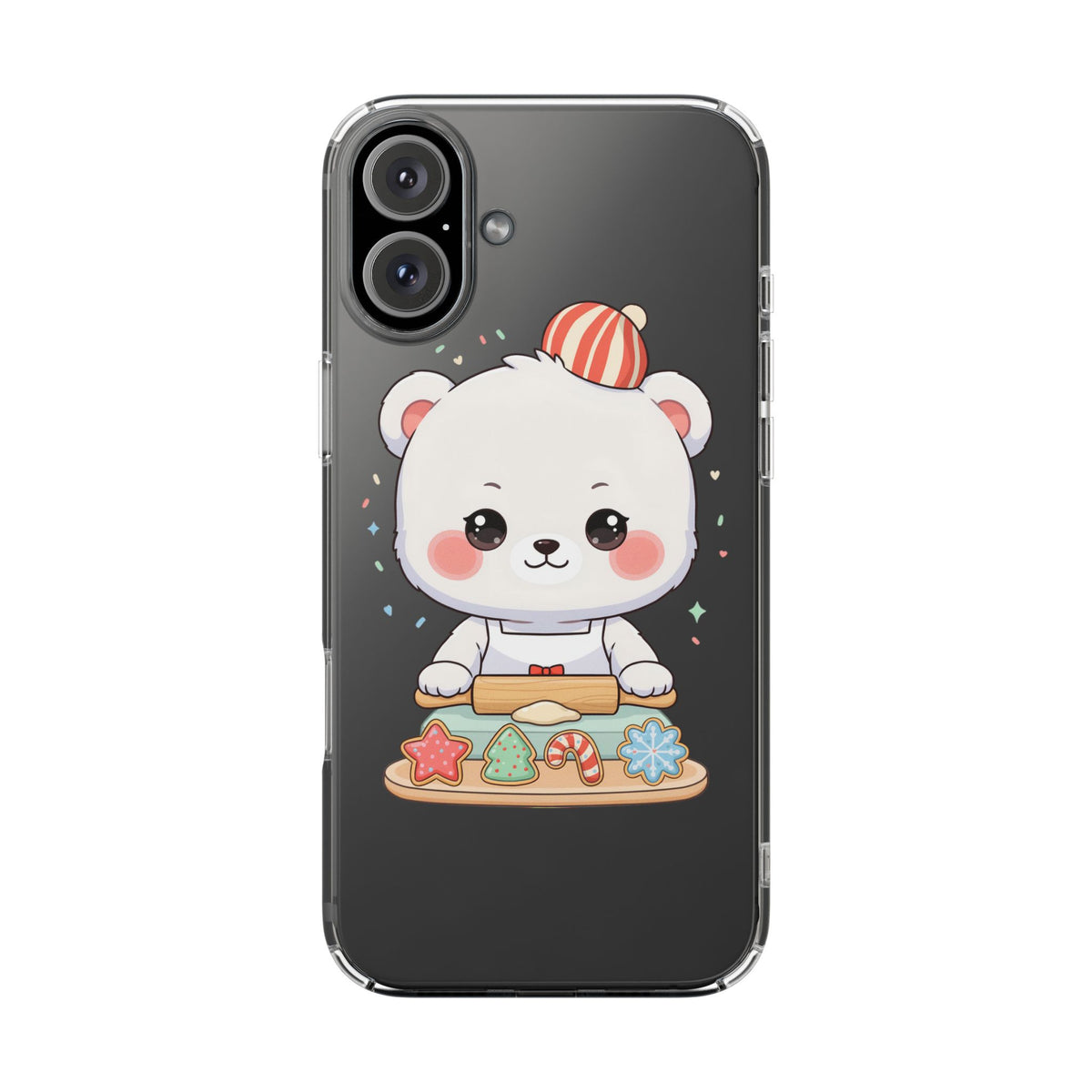 Christmas Bear Cookie Baking Clear Phone Case