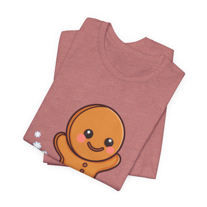 Gingerbread Man T-Shirt – Kawaii Holiday Sledding