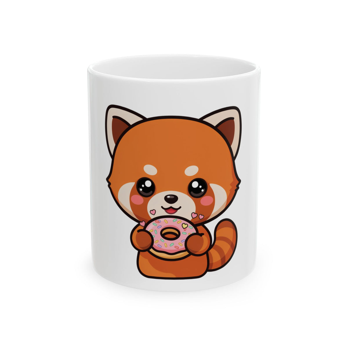 Red Panda Donut Mug, Cute Kawaii Ceramic Coffee Cup