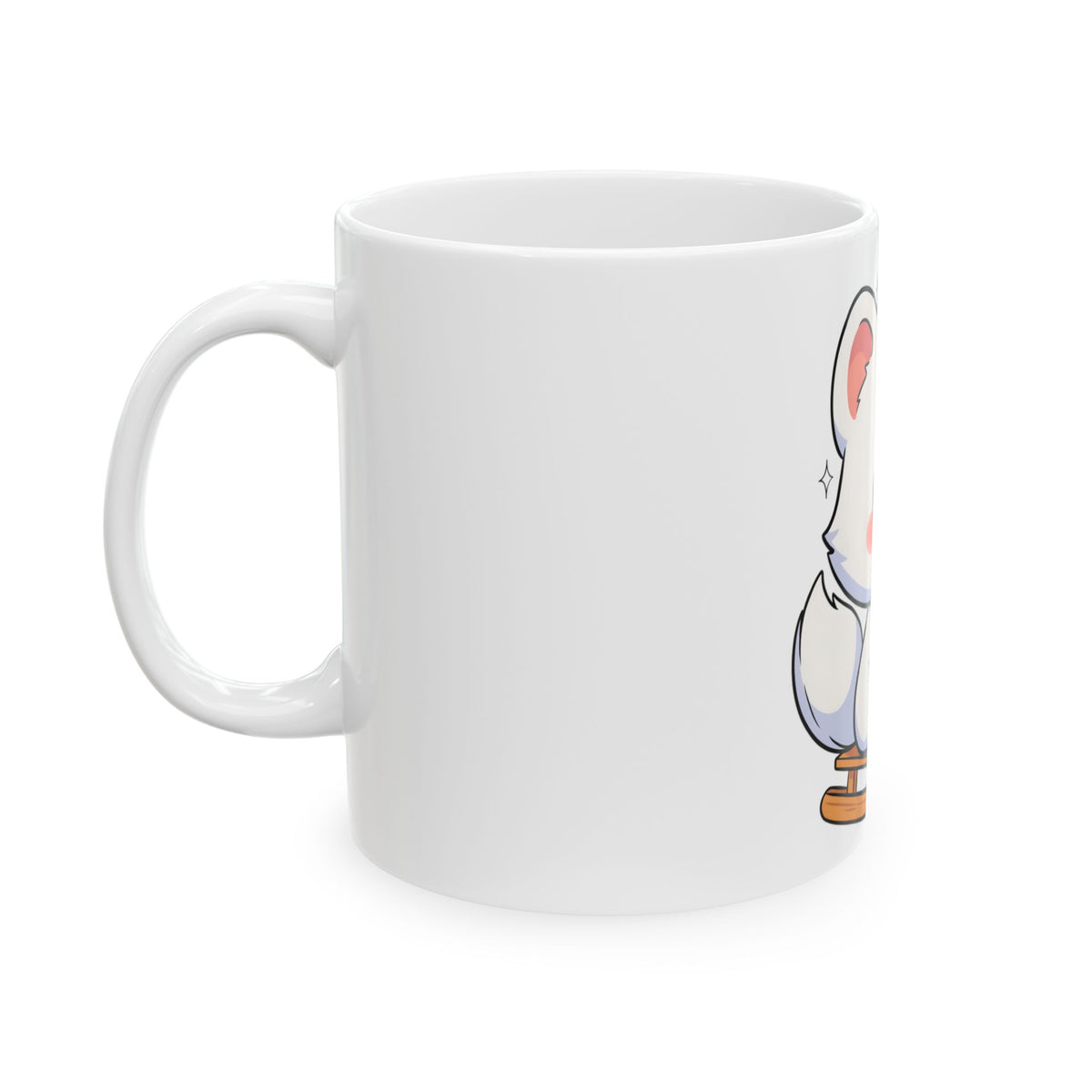 Kawaii Arctic Fox Mug – Cute Sledding Fox Ceramic Cup