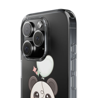 Kawaii Panda Clear Phone Case with Balloon