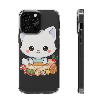 Christmas Fox Clear Phone Case, Kawaii Cookie Baker