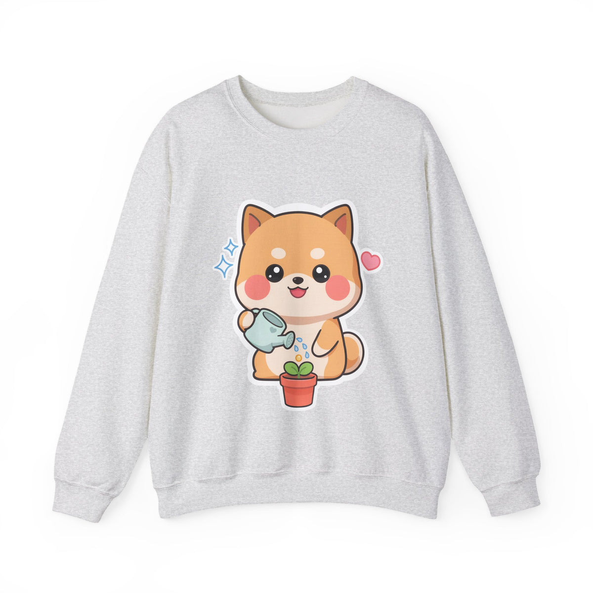 Kawaii Shiba Inu Sweatshirt, Cute Plant Lover Crewneck
