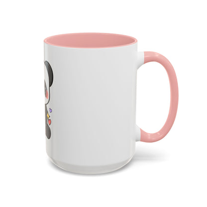 Kawaii Panda Accent Coffee Mug, Cute Plant Lover Gift