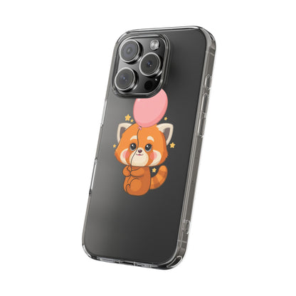 Kawaii Red Panda Clear Impact-Resistant Case with Balloon