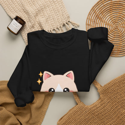 Kawaii Cat Sweatshirt, Cute Cat in Teacup Crewneck