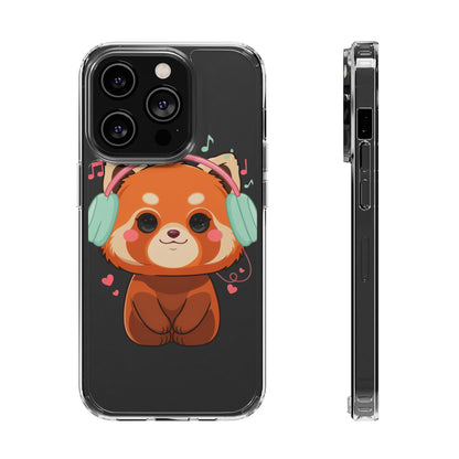Red Panda Phone Case, Kawaii Music Lover Clear Case