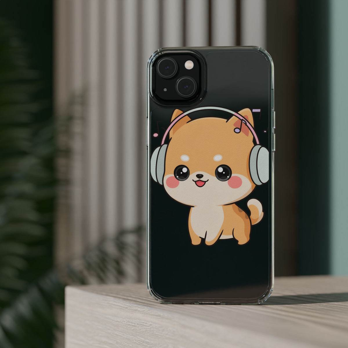 Kawaii Shiba Inu Phone Case – Music Lover Clear Case