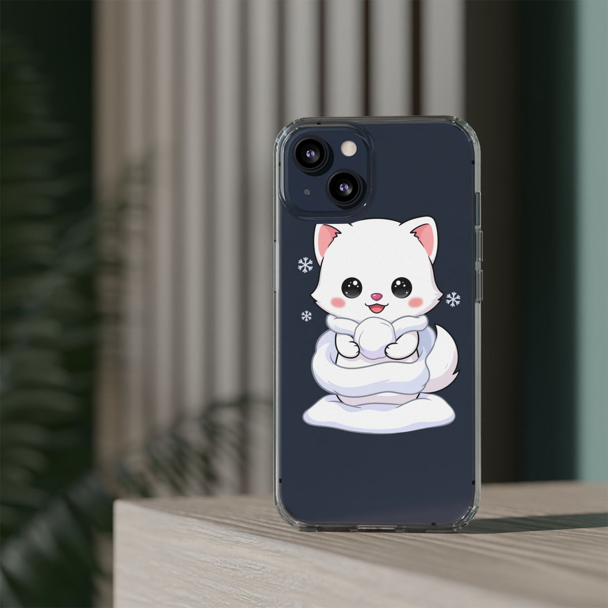 Kawaii Arctic Fox Phone Case, Cute Snow Day Gift
