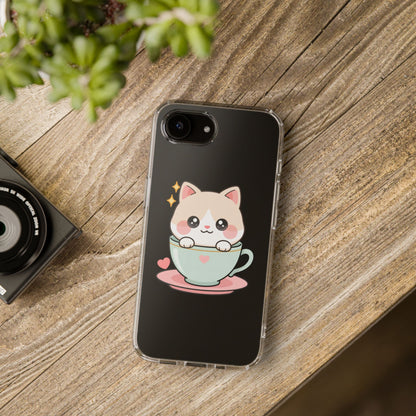 Kawaii Cat Phone Case, Cute Teacup Kitty Gift