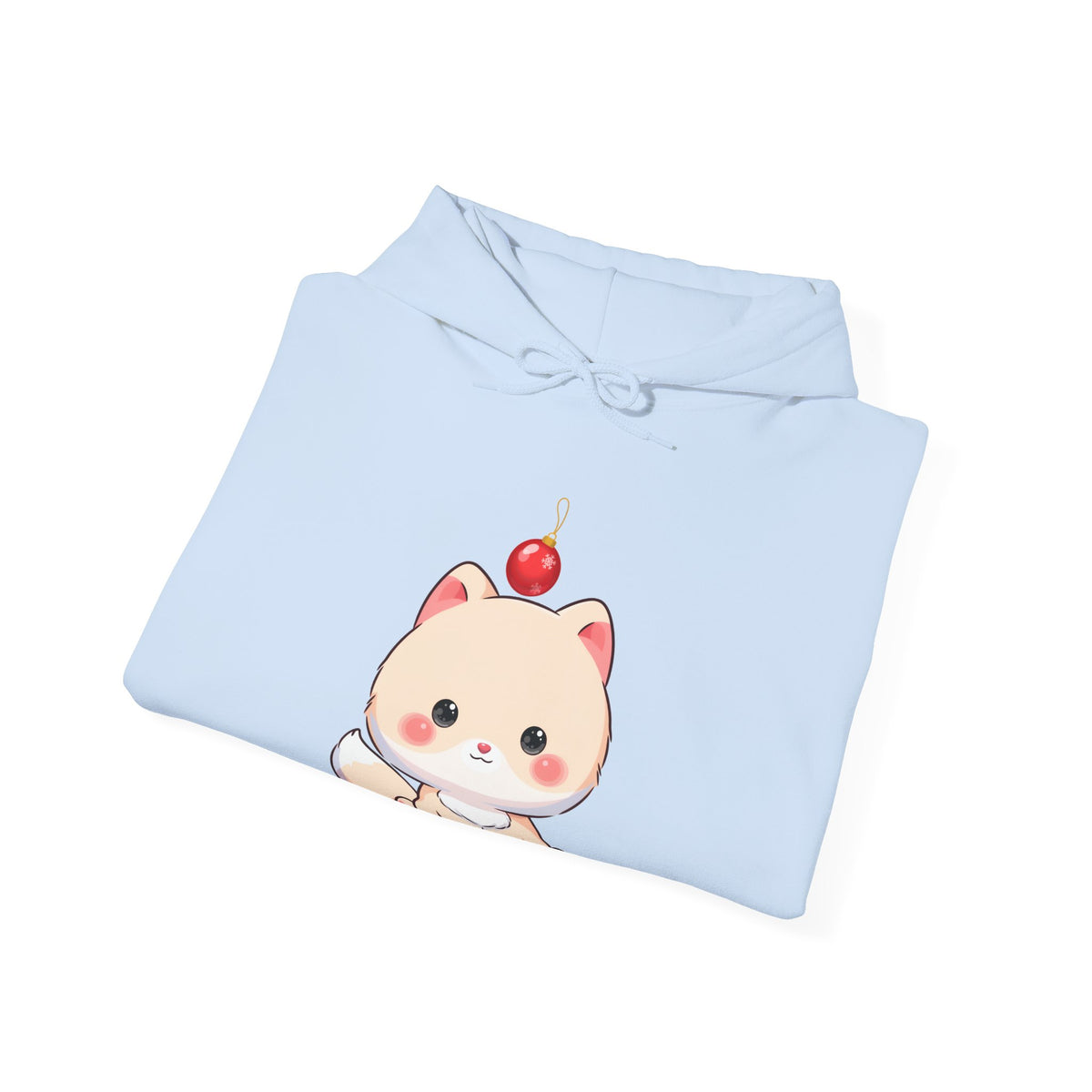 Kawaii Arctic Fox Christmas Hoodie, Unisex Heavy Blend