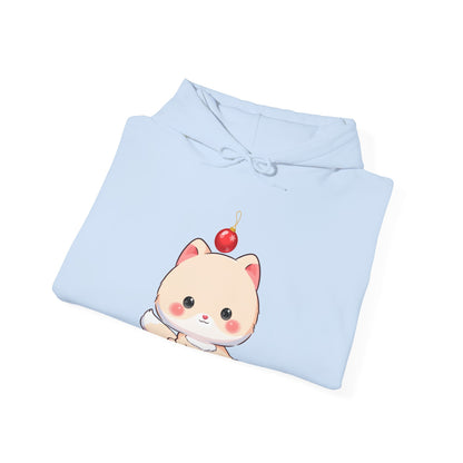 Kawaii Arctic Fox Christmas Hoodie, Unisex Heavy Blend